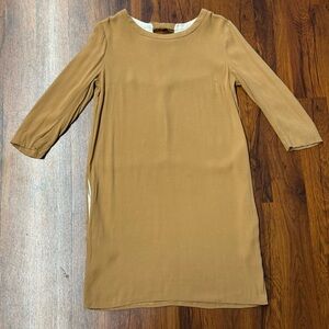 Sandro Paris Camel Tan Viscose Silk Lined Dress Small